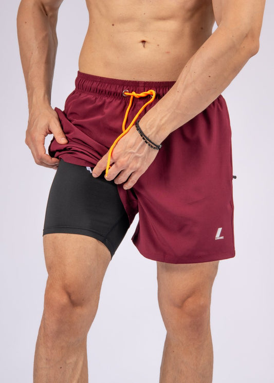 Men's Gym Shorts Active Pro Burgundy Shorts